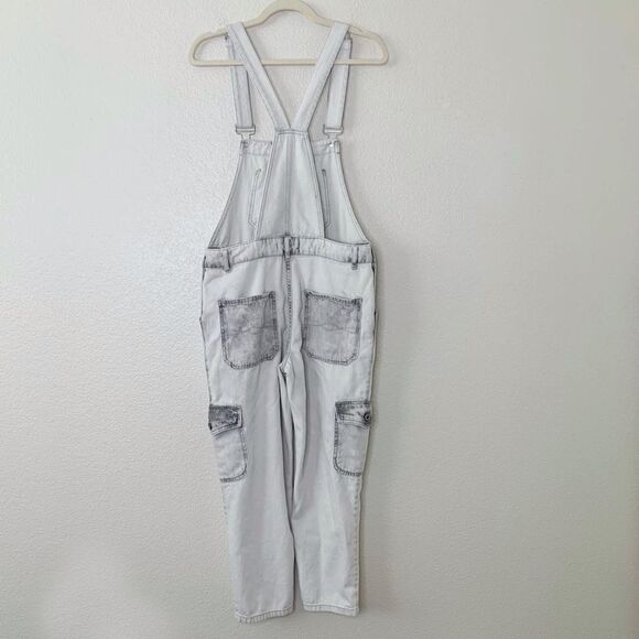 Zara Basic Bleach Distressed Cargo Style Jeans Overalls - Picture 10 of 15